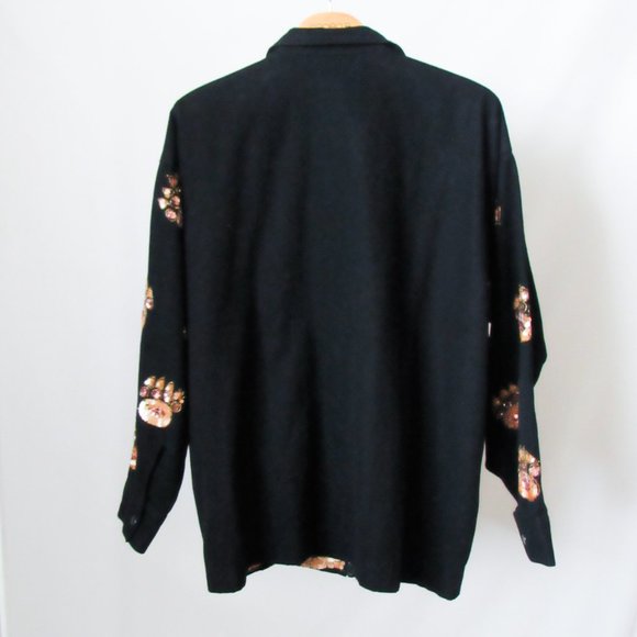 RARE! VINTAGE MODI DENIM SEQUIN JEAN JACKET in Black Animal Print Design M/L - Picture 8 of 11